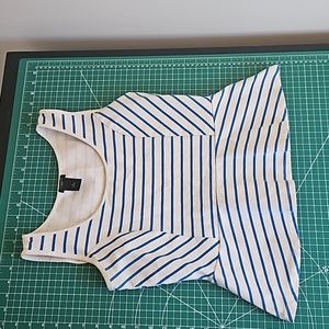 ann taylor peplum white with blue stripe top medium